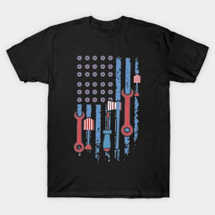 America Flag with working tools laborer happy labor day tee T-Shirt